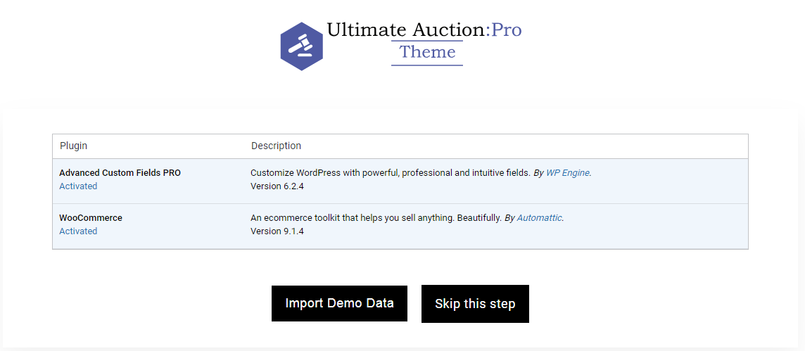 Vehicle Information - Ultimate Auction Pro Icon or graphic representing the demo import feature in a web application, typically used for importing data or templates